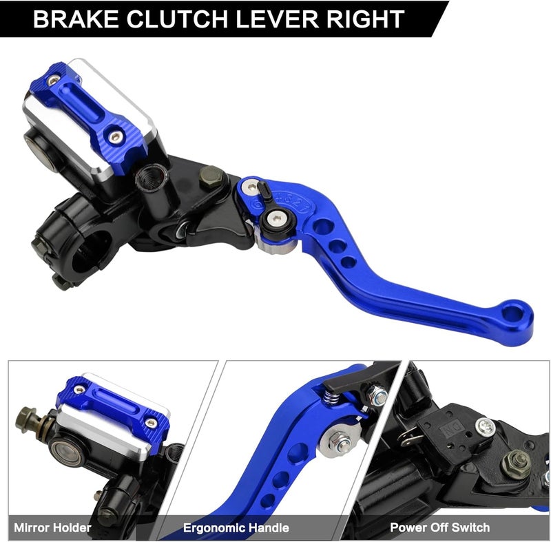 RIDLOG Universal CNC Motorcycle 7/8" 22mm Handlebar Brake Master Cylinder Clutch Lever, Dirt Bike Mini Bike Brake Lever, Brake and Clutch Lever Set Fit for Honda Kawasaki Suzuki Yamaha (Bule) - Image 3